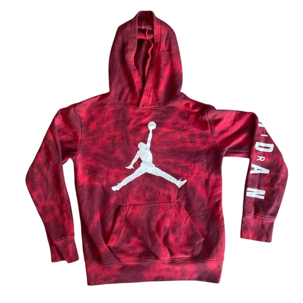 Jordan Red Tie Dye Hoodie with White Air Jordan Logo, Boys M 10/12